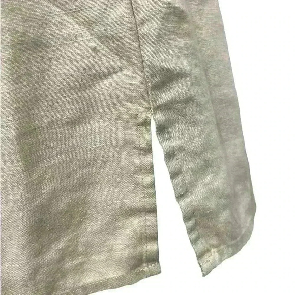 Ellen Tracy Classic Linen Tunic w/ Crochet Trim. Color: Sand Size M - Picture 6 of 8